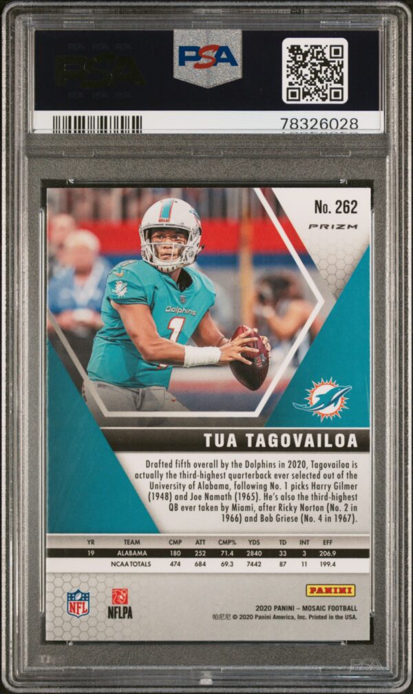 2020 PANINI MOSAIC GREEN MOSAIC #262 TUA TAGOVAILOA PSA 10 - Image 2