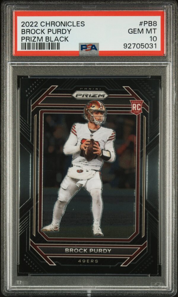 2022 Panini Chronicles Prizm Black PB8 Brock Purdy PSA 10