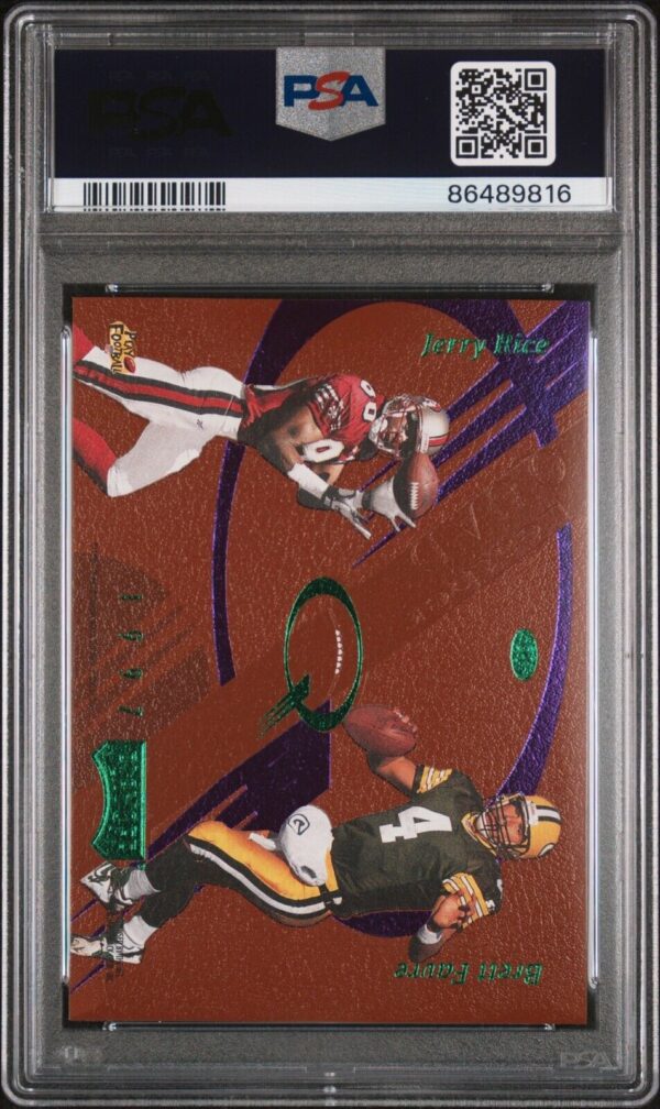 1997 PLAYOFF ABSOLUTE LEATHER QUADS #LQ1 FAVRE/MARINO/SMITH/RICE PSA 9 - Image 2